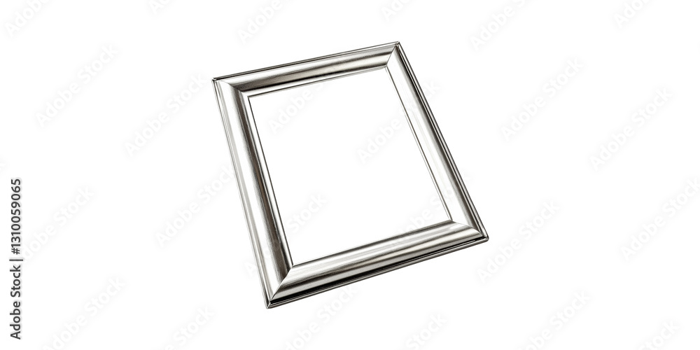 Poster silver rectangular picture frame isolated on transparent background