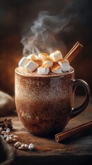 Fototapeta premium Warm indulgence a cozy cup of hot chocolate delight