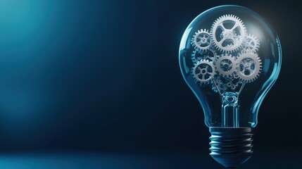Light bulb filled with gears symbolizes innovation and creativity in technology and engineering concepts