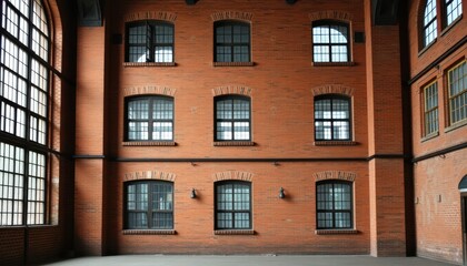 Fototapeta premium Urban architecture showcase abandoned warehouse interior photography industrial space wide angle historical charm