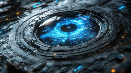 Cybernetic Eye: A Futuristic Vision of Technology and Artificial Intelligence Integration.