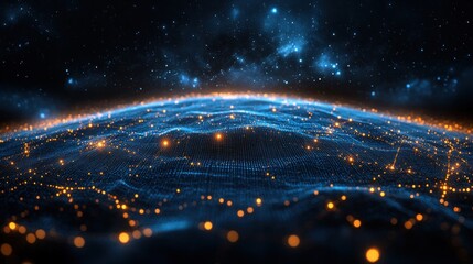 Global network, space backdrop, digital earth, connection visualization