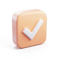 Document endorsement 3D render, official check on white.
