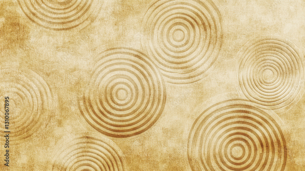 Poster abstract design featuring concentric circles on a textured golden background