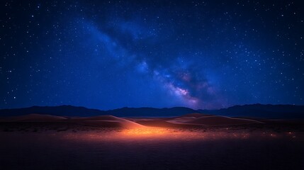 Desert Sands Illuminated Underneath A Starry Night Sky