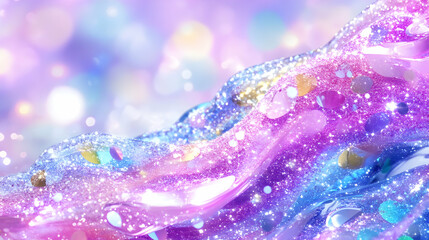 Sparkling glitter slime wave abstract background.