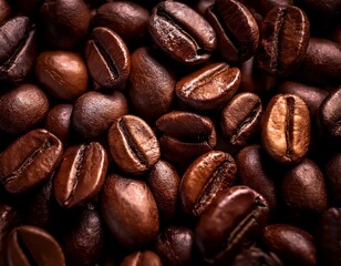 Fototapeta premium Fotografía profesional, Fondo de granos de café arabica tostados, realista, 4k