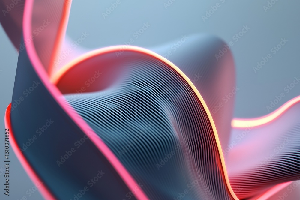 Poster the scene features a 3d render with an abstract background, complete with glowing, dynamic, wavy lin
