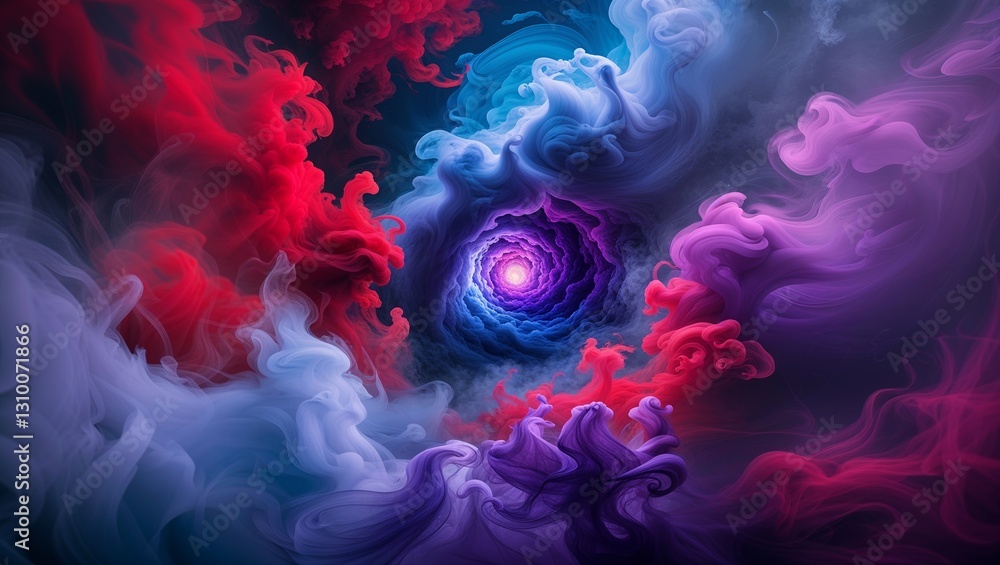 Poster vibrant swirling clouds create a mystical experience in an abstract cosmic scene illuminated by a br