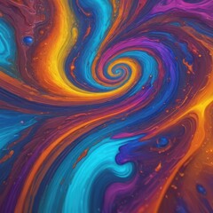 Digital Painting of a Colorful Swirl