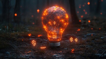 Glowing Idea Forest, Finance, Night