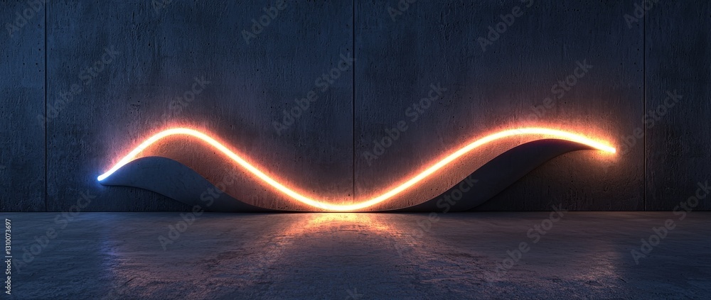Aufkleber a 3d abstract neon background featuring chaotic wavy lines and a trajectory path that glows in ultra