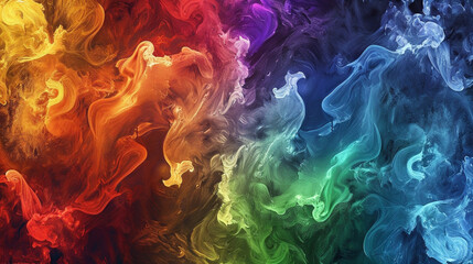 Swirls of different colors blending together on a dark background in a fluid, smoky effect.