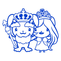 Rabbit King Crown Queen Couple Ruler Love Cute Fun Design Lover Art Vector Illustration Card T-Shirt Poster Sticker Graphic Print Decorative Drawing Isolated Logo Decoration Symbol Creative Cool Style