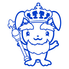 Rabbit King Crown Old Man Scepter Ruler Leader Fun Design Lover Art Vector Illustration Card T-Shirt Poster Sticker Graphic Print Decorative Drawing Isolated Logo Decoration Symbol Creative Cool Style