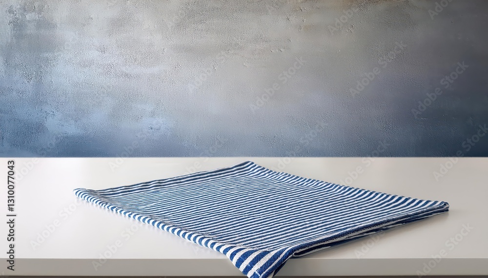 Poster striped fabric placemat with vast empty space for customization or text, boldly striking against a c