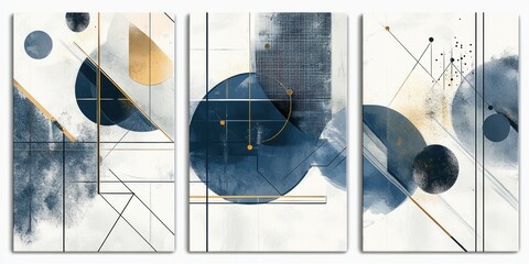 Abstract Geometric Triptych Wall Art. (1)