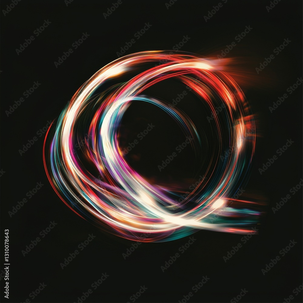 Aufkleber a 3d rendering features an abstract cosmic background that includes a galaxy and stars, with a round