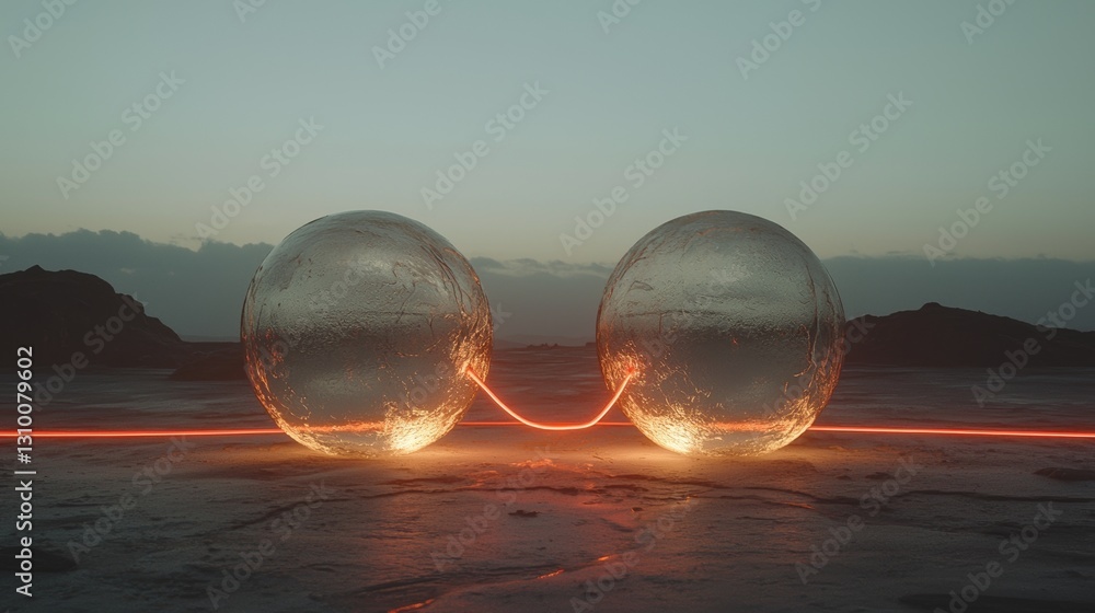 Poster this image depicts a conceptual 3d representation of quantum entanglement, suitable for illustrating