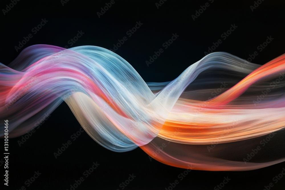 Poster the abstract background of this 3d render includes a wavy line and is set aglow by neon lights in sh