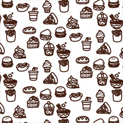 seamless pattern with coffee and sweets