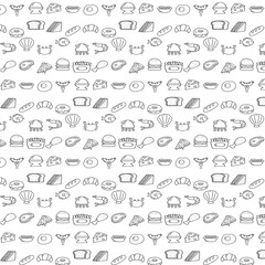 Monochrome Bread and Pastry Sketch seamless pattern