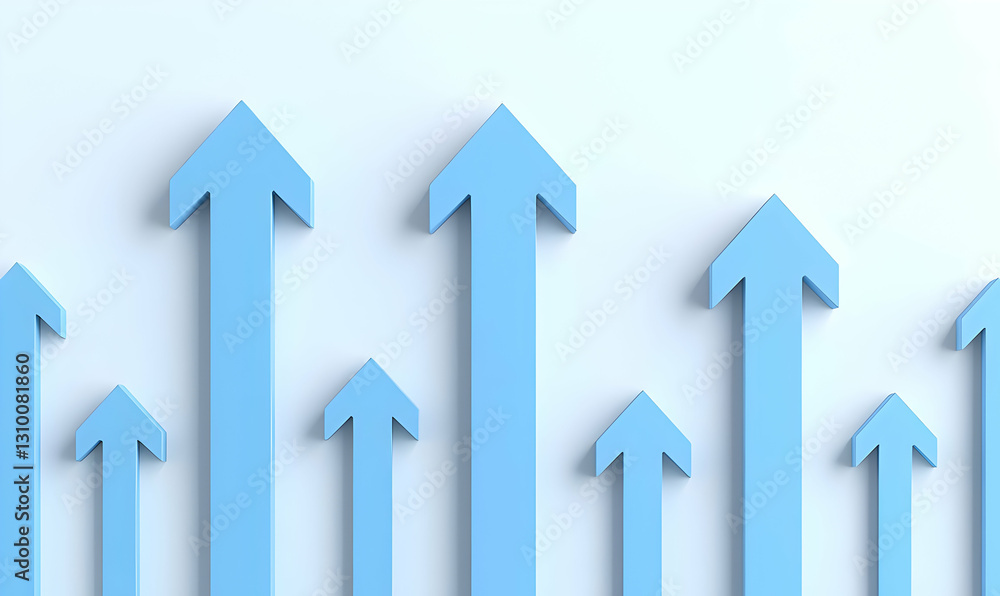 Poster blue arrow graphics representing growth and progress on soft background