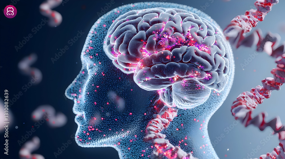 Poster abstract representation of brain activity and neural network connections