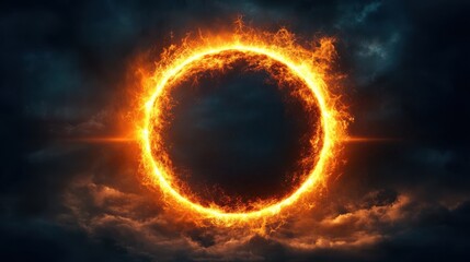 Fiery Celestial Ring: An Enigmatic Blaze in the Night Sky (Abstract)