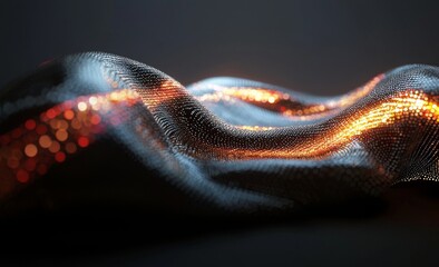 Obraz premium The concept of high-speed data transfer is illustrated through big data visualization and internet technology in a 3D setting, complete with neural network control and set against a futuristic