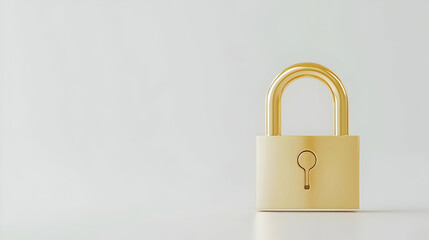 Naklejka premium Golden Padlock on White Background Symbolizing Security and Protection