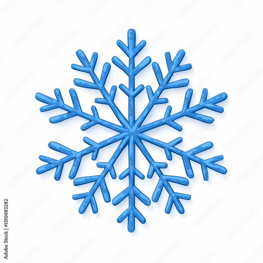 Poster blue snowflake shape with intricate branches and patterns