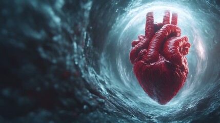 A Vivid Anatomical Depiction Of A Human Heart Organ - obrazy, fototapety, plakaty