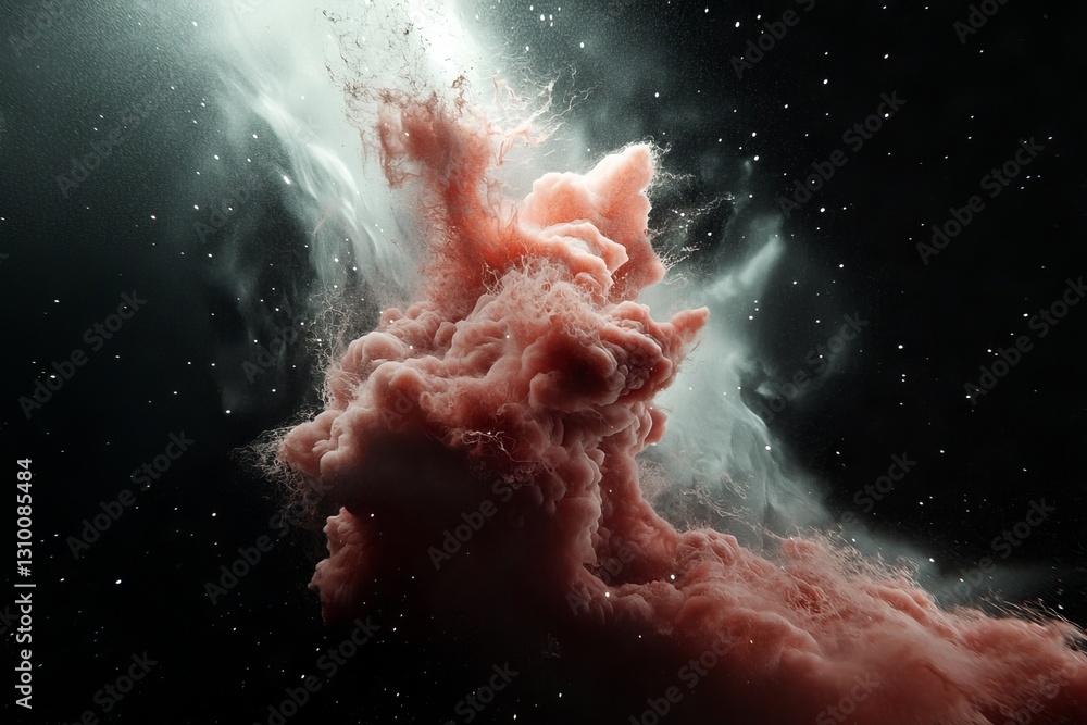 Poster digital art featuring abstract wallpaper with fire and lightning storm explosions in a fractal style