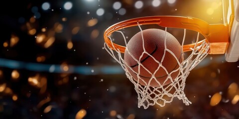 Eye-catching basketball tournament banner featuring a ball.