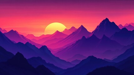 Obraz premium Vibrant sunset over majestic mountains (1)