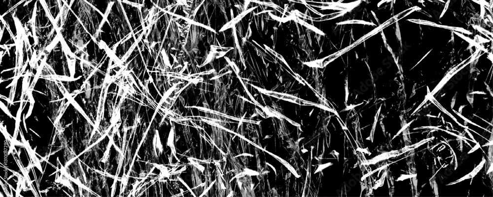 Poster scratched grunge urban background texture vector. abstract black white image with long and short int