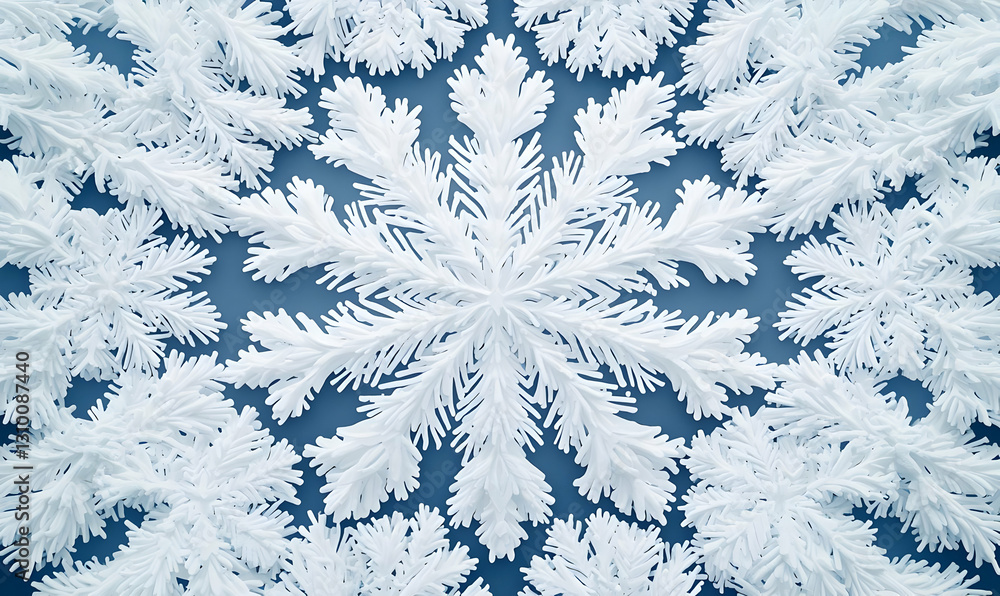 Aufkleber intricate white snowflake pattern on a soft blue background