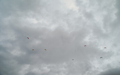 Paragliding in the sky in Interlaken, Switzerland
