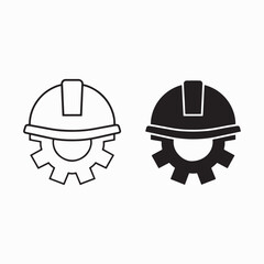 Fototapeta premium Construction helmet on the gear icons set, vector illustration on white background