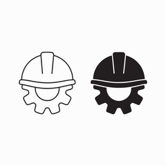 Fototapeta premium Hard Hat with Gear Wheel Icon Safety Engineering Symbol transparent background