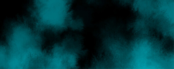 Abstract smooth grungy smokey light pastel colors ink glow. Moody Teal and Black Abstract Cloud Texture.  Teal color powder explosion background. Soft Aqua Mist and Smoke Clouds