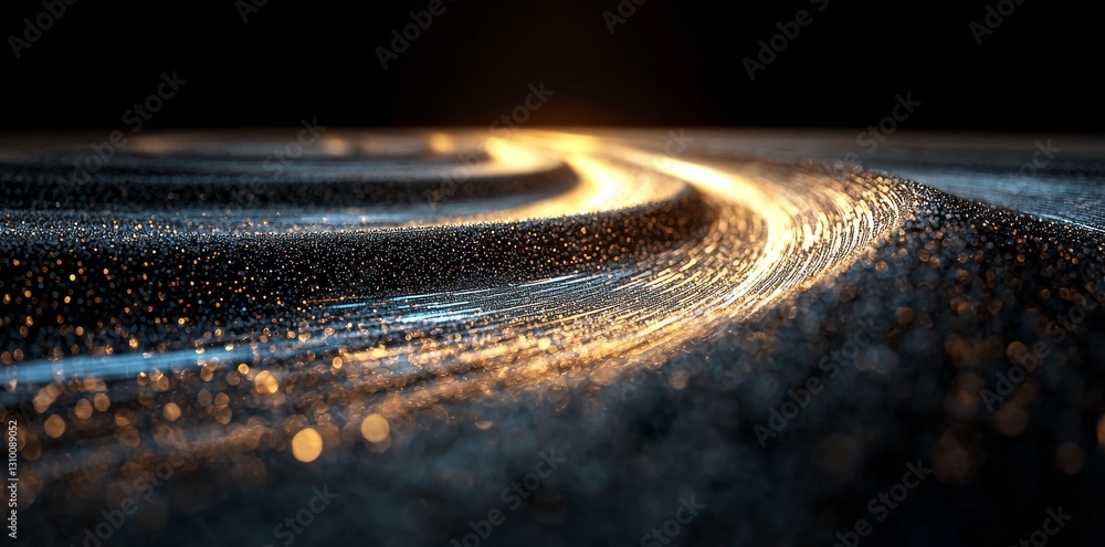 Poster illustration of big data analytics and high-speed communication technology, showcasing data flow, da