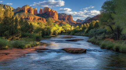 Tranquil river in forest at Slide Rock State Park