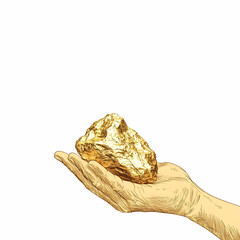 Sparkling Gold Nugget Held in Hand with Glimmering Texture