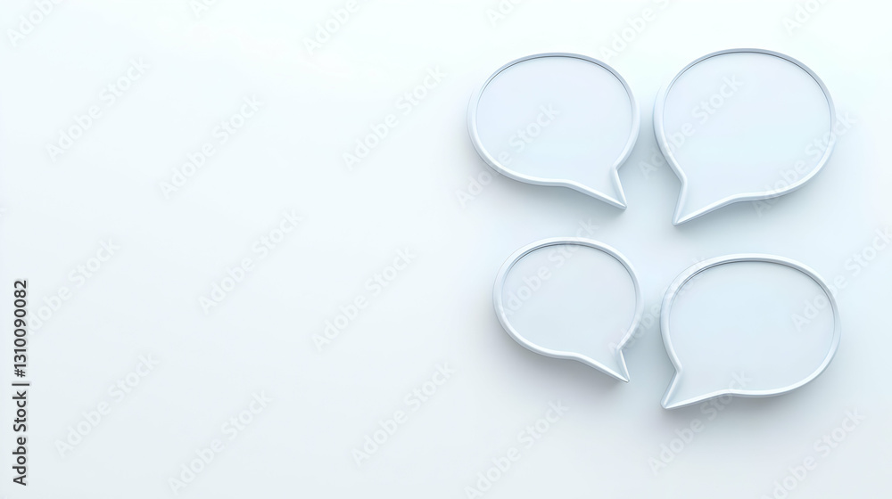 Poster empty speech bubbles on a light background for communication concept