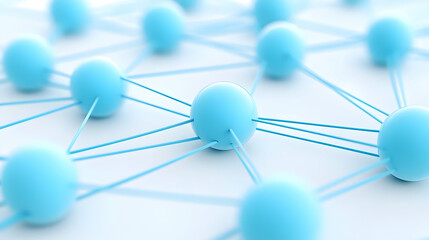 Abstract Blue Connection Network Visualization with Nodes and Lines