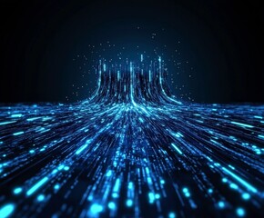 Futuristic abstract background with glowing blue lines and particles