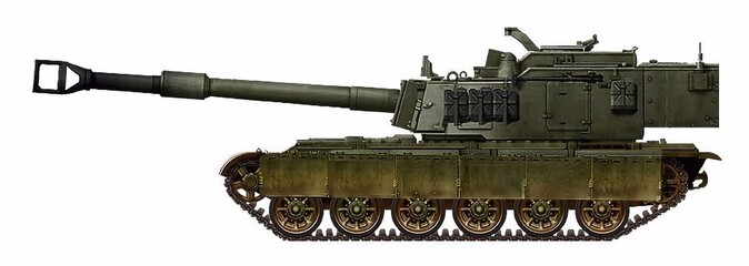 Concept of a variant of the self-propelled gun based on the T-72 tank, using the turret from the M109 Paladin self-propelled gun © Tikros