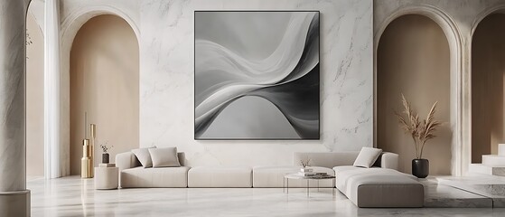 Modern living room with abstract art